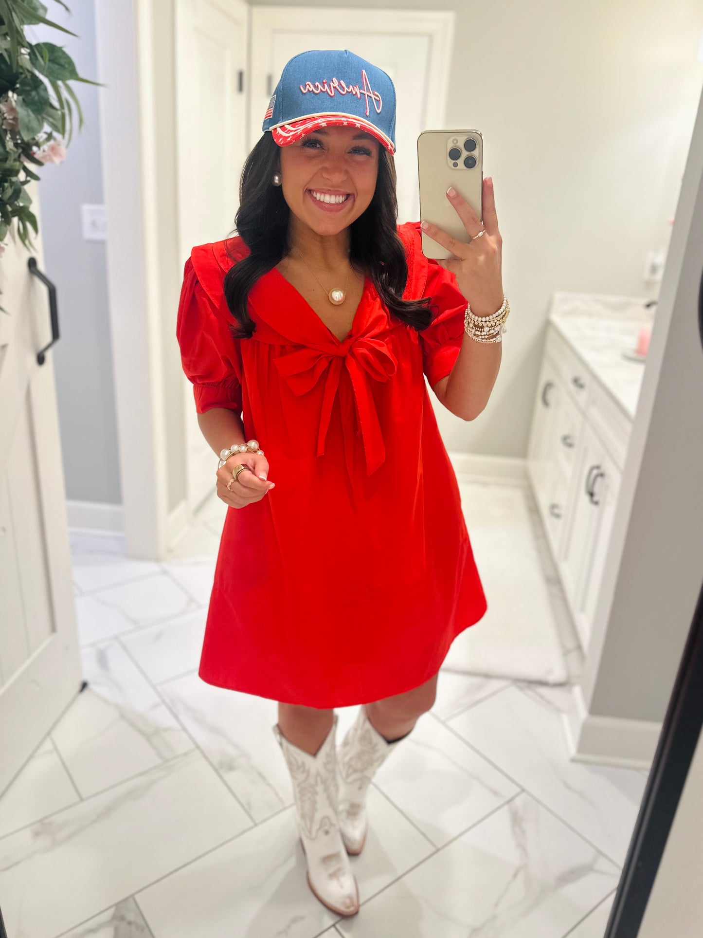 The Emmy Red Bow Dress
