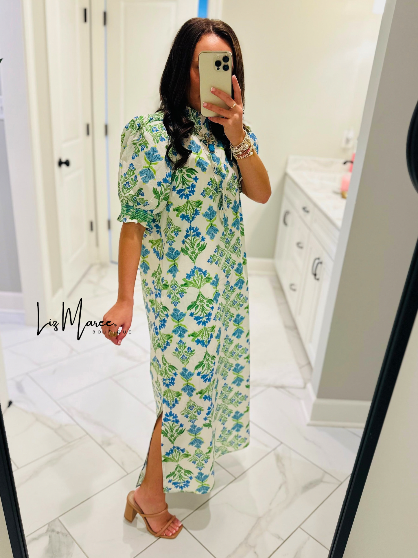 The Lana Blue + Green Botanical Maxi Dress