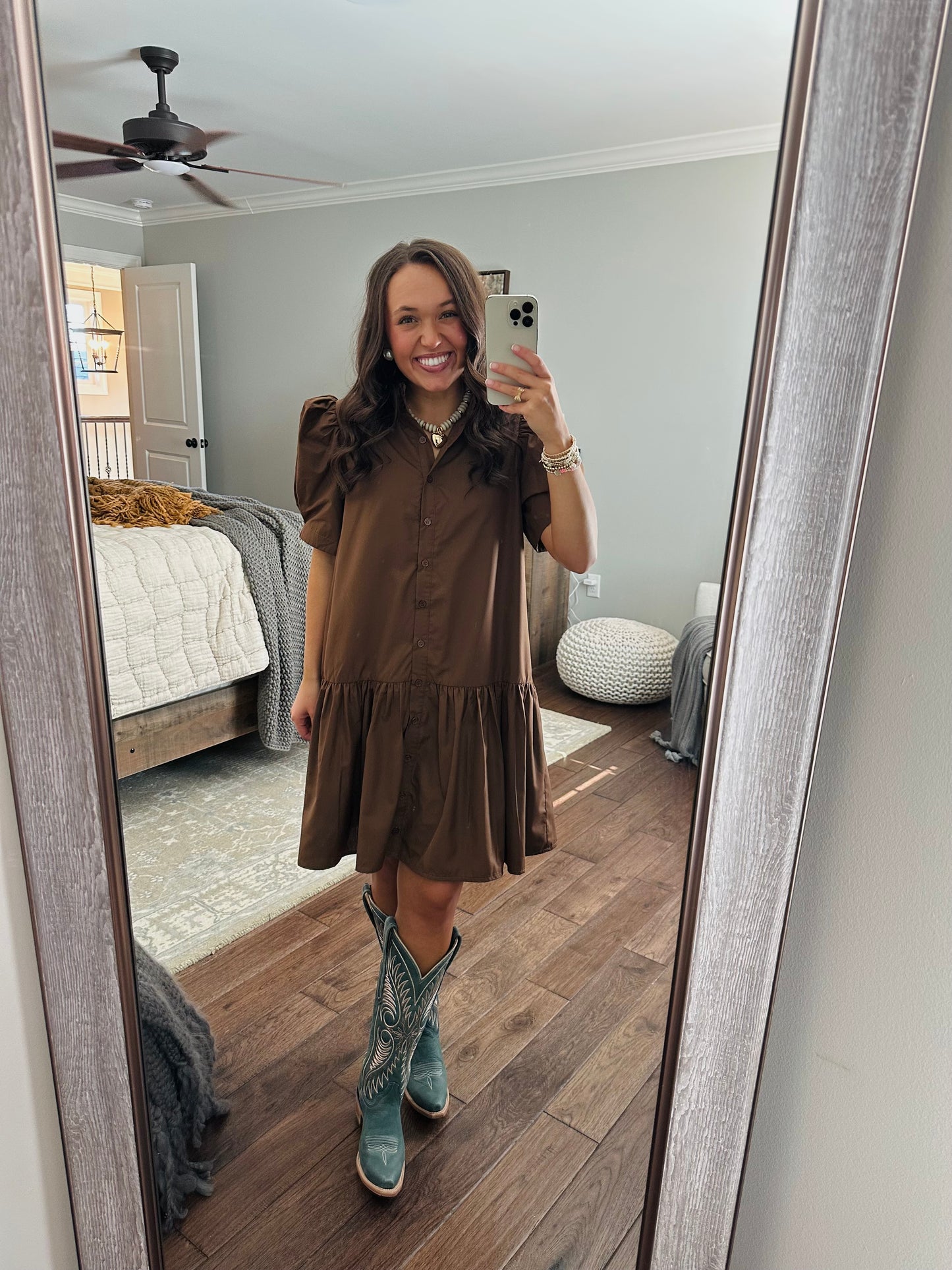 The Kallie Brown Puff Sleeve Dress