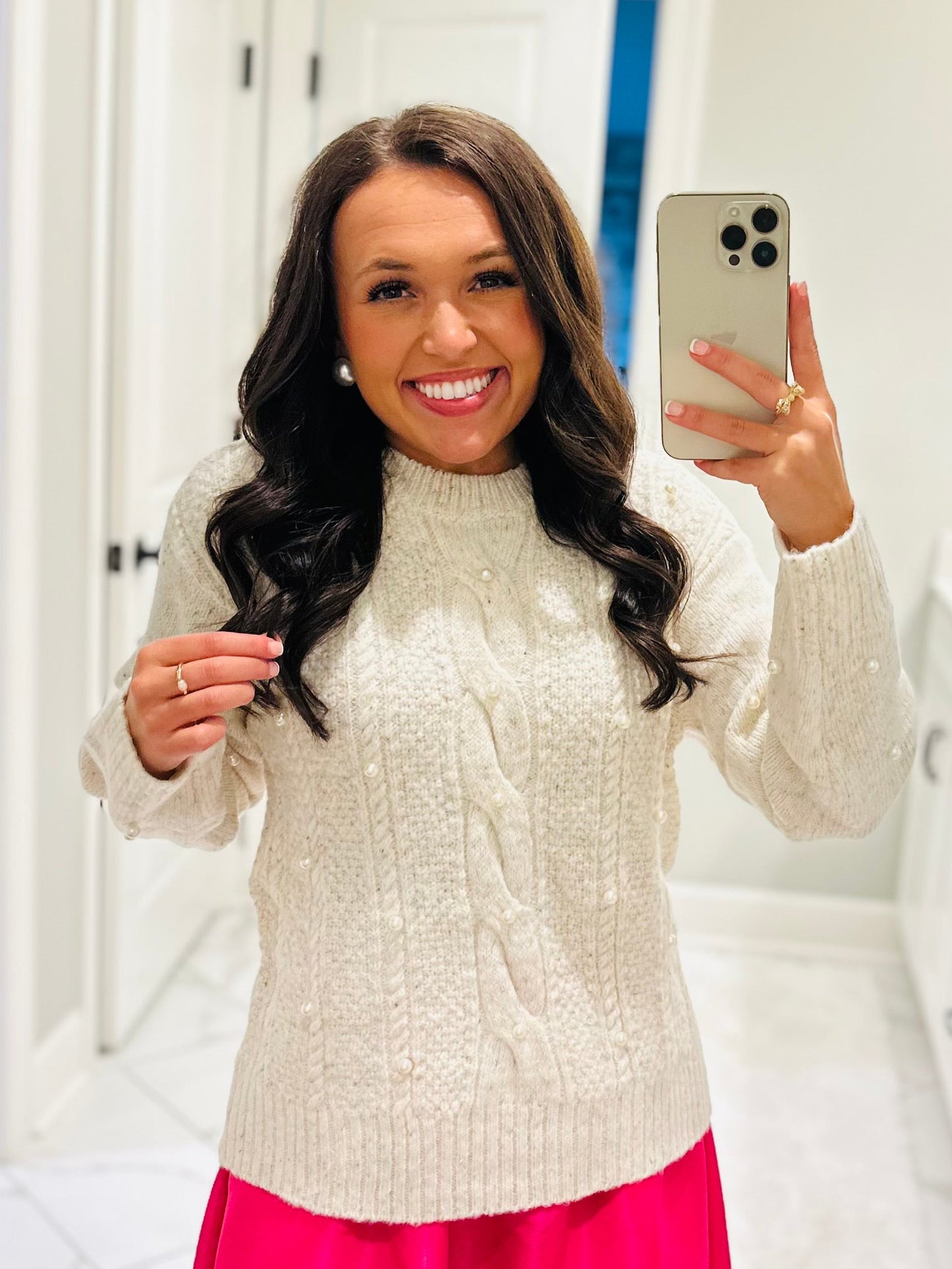 The Wynter Oatmeal Pearl Sweater