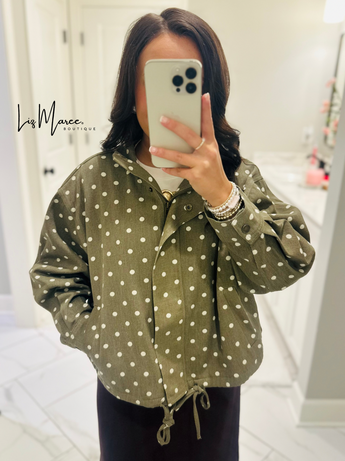 The Reese Olive Polka Dot Jacket