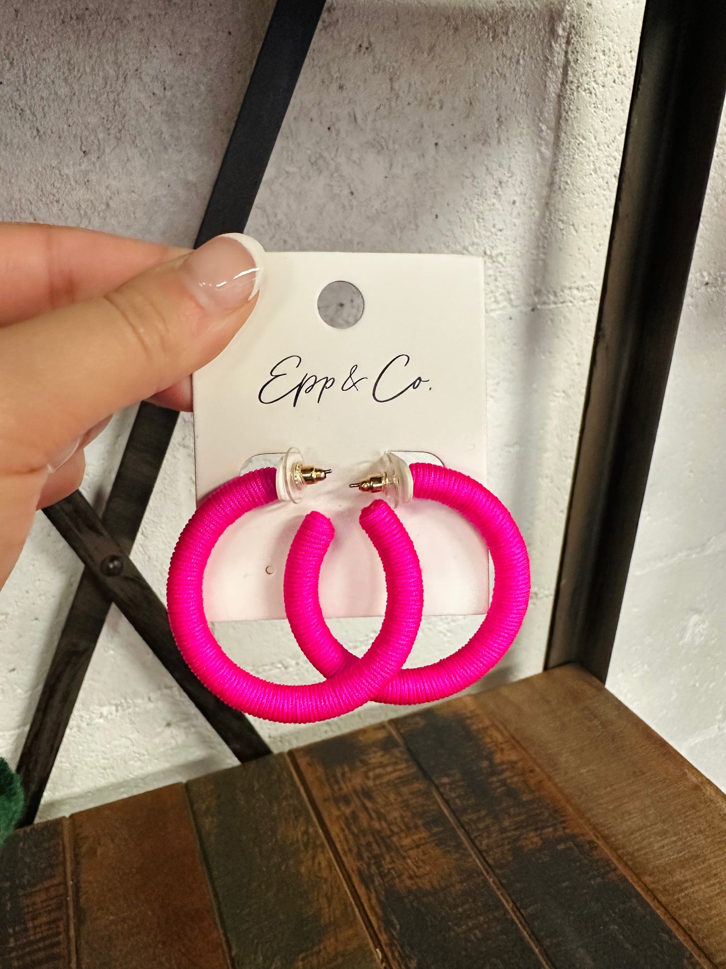 Pink Thread Hoops