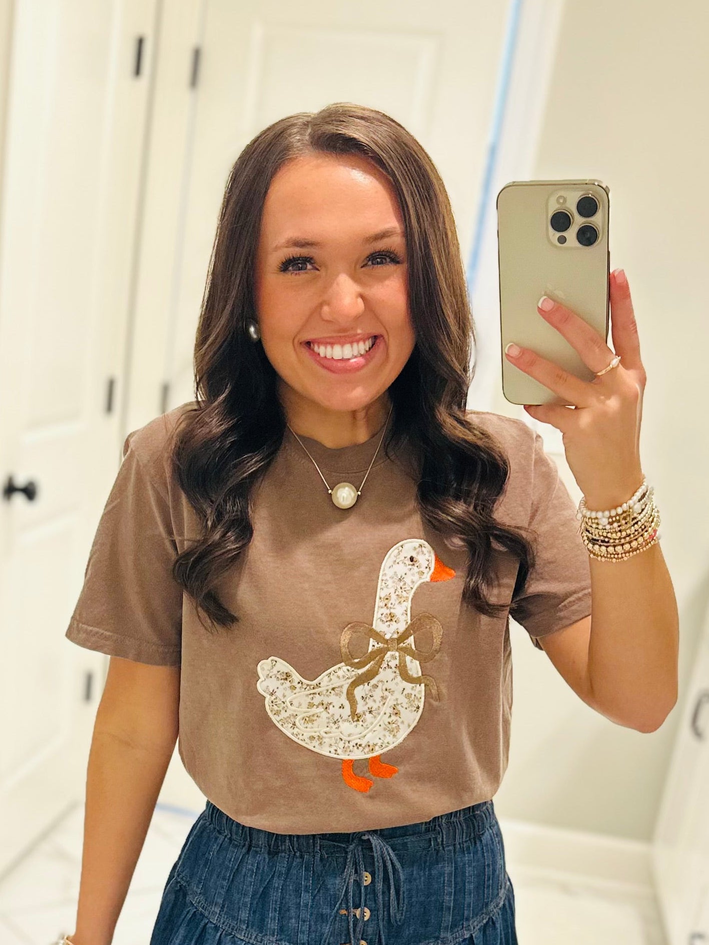 The Brown Coquette Preppy Goose Embroidered Tee