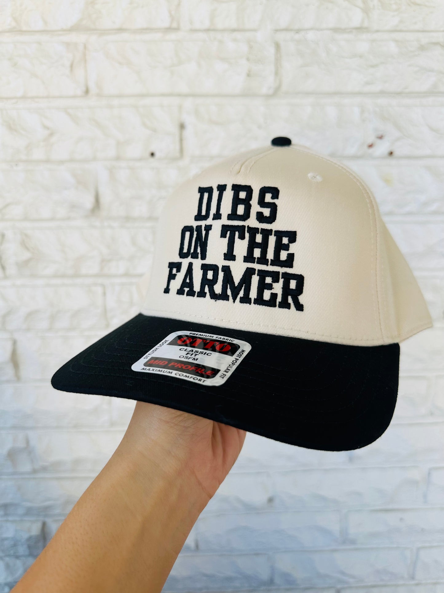 Black 'Dibs On The Farmer' Embroidered Trucker Hat