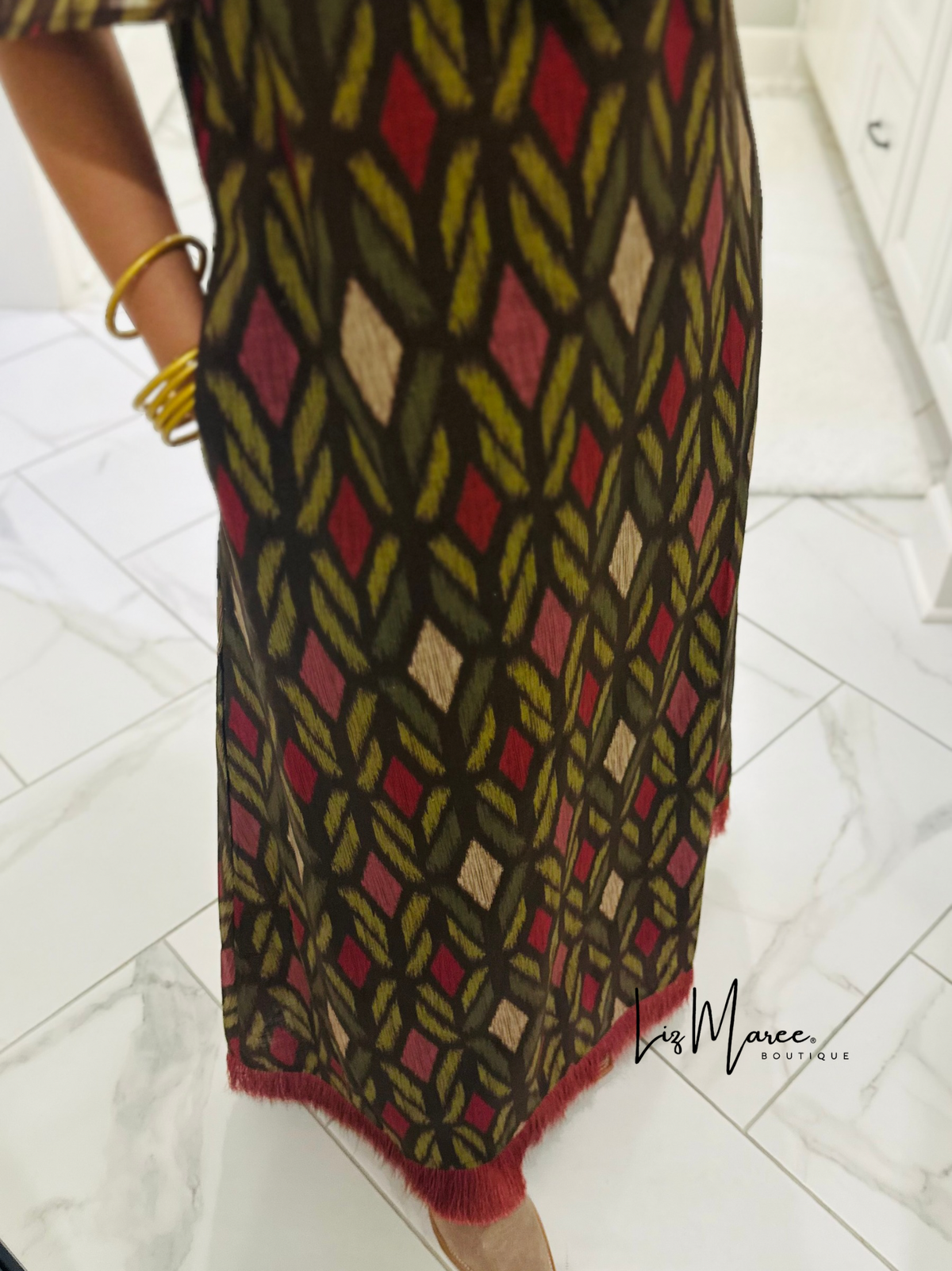 The Madeline Chocolate Brown Geometric Maxi Dress