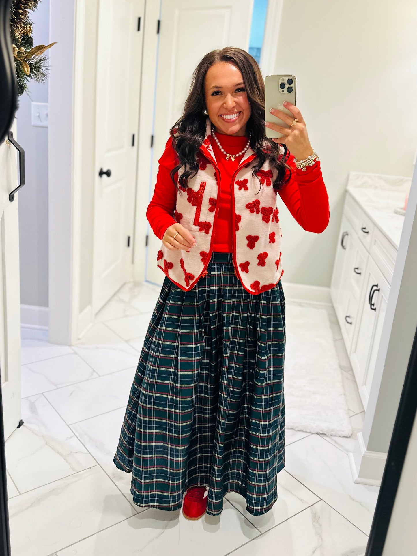 The Tinsley Green Plaid Midi Skirt