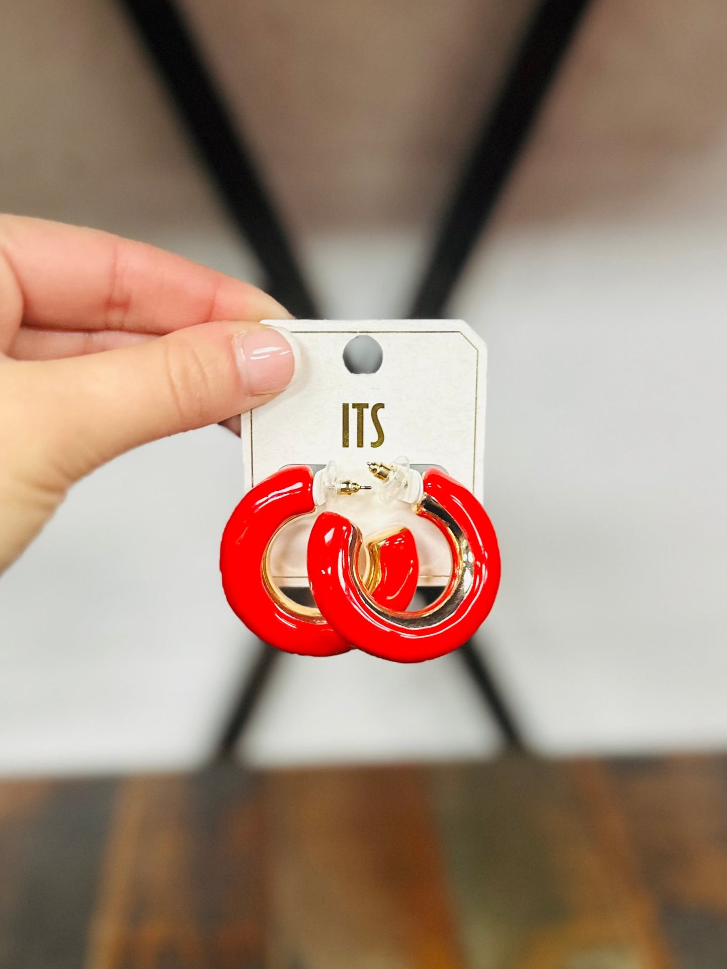 Red + Gold Chunky Hoops