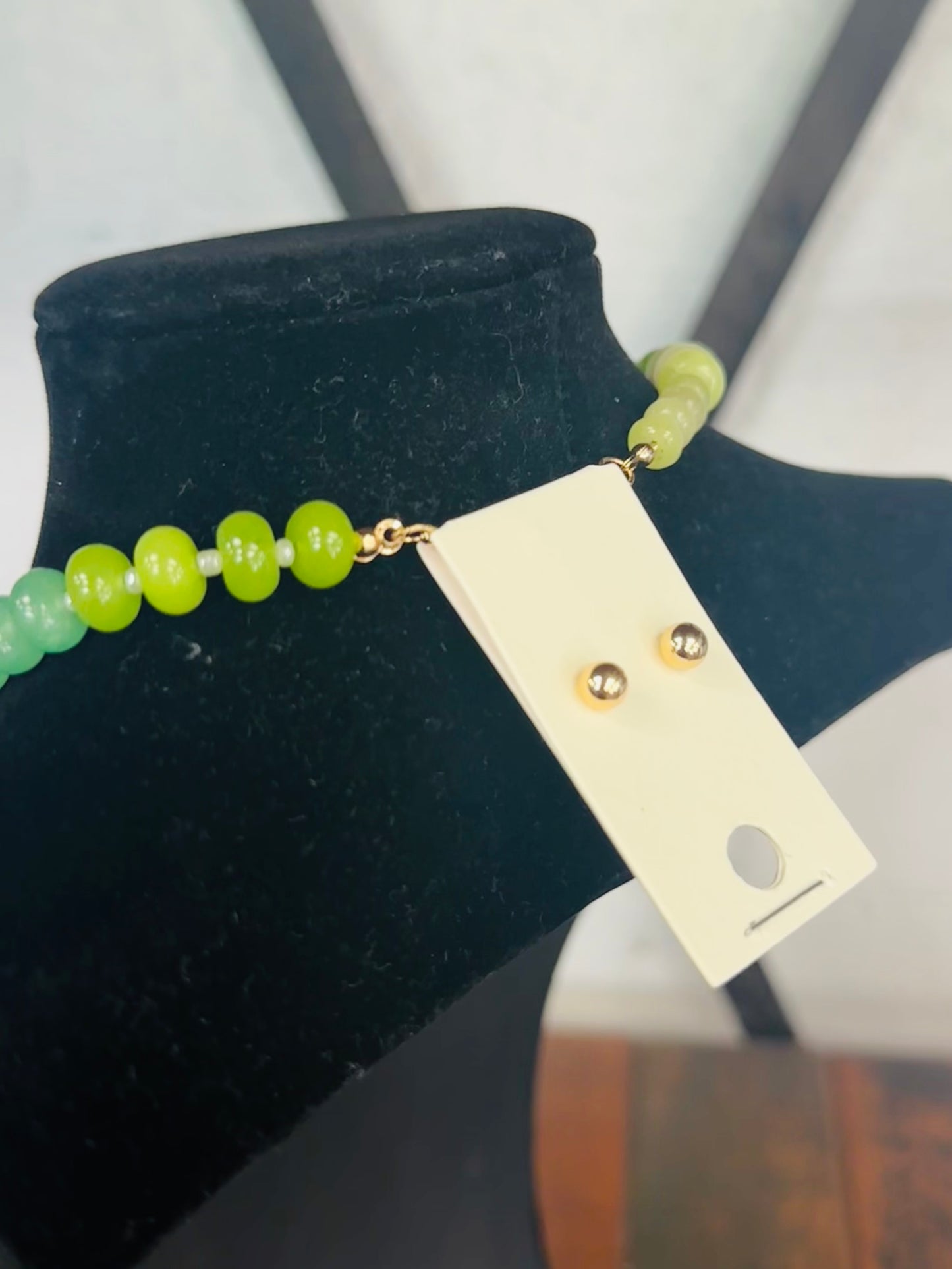 Green Multi Rondelle Stone Necklace