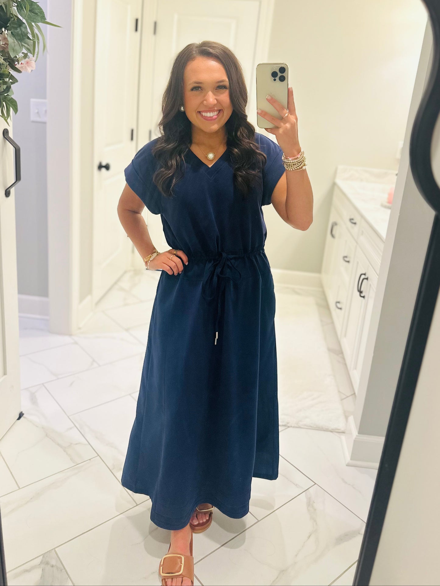 The Norah Navy Midi Dress
