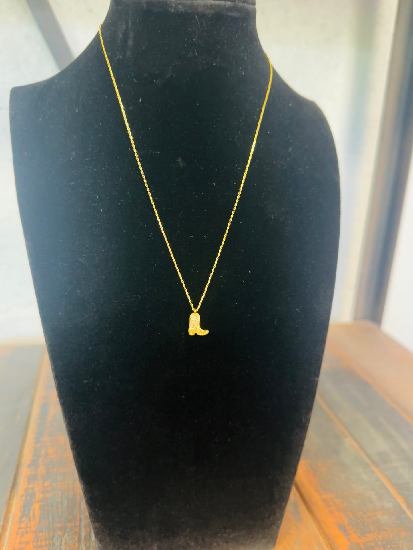 Sparkle Glam Cowboy Boot Necklace