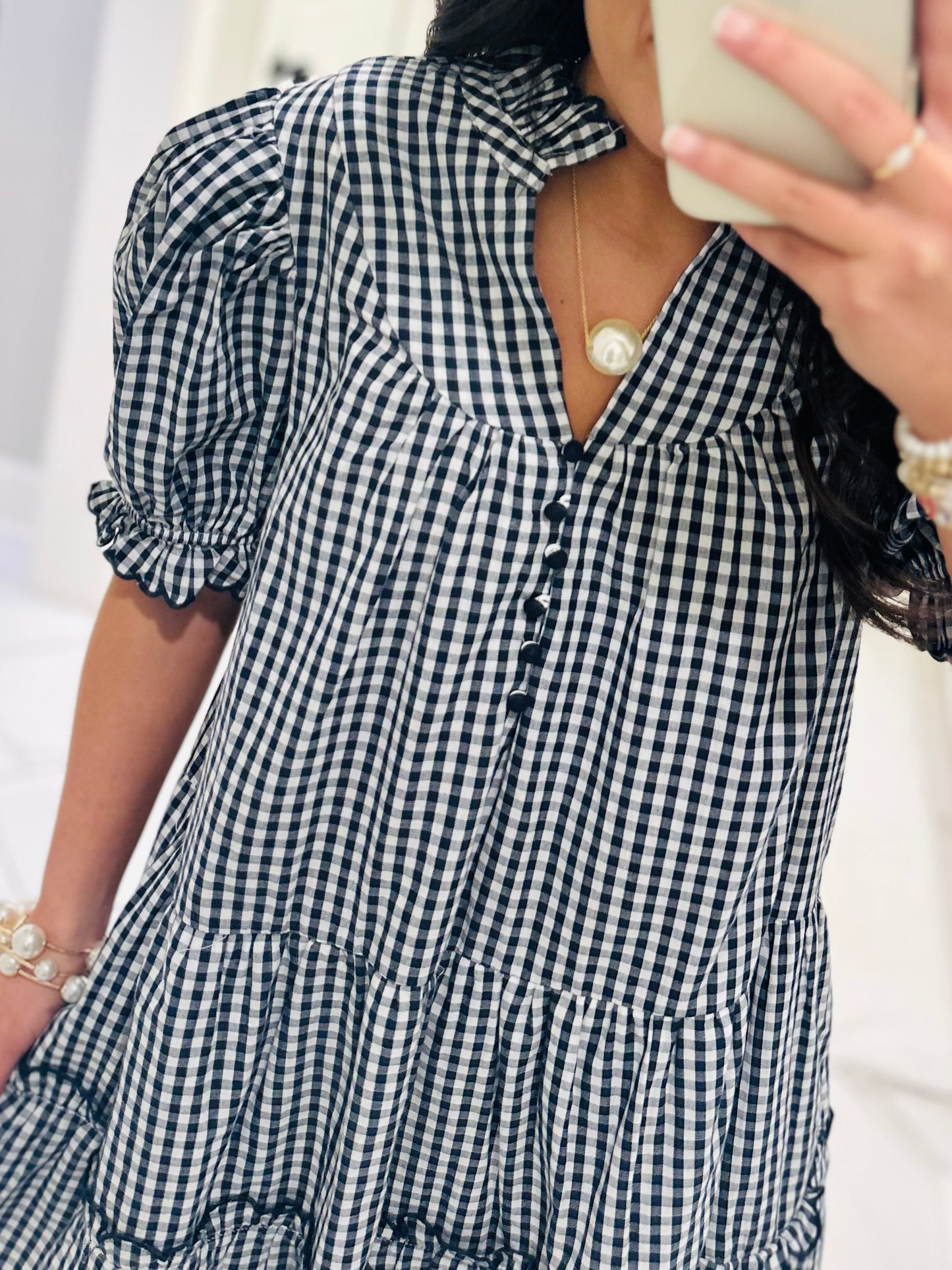 The Dixie Navy Gingham Dress