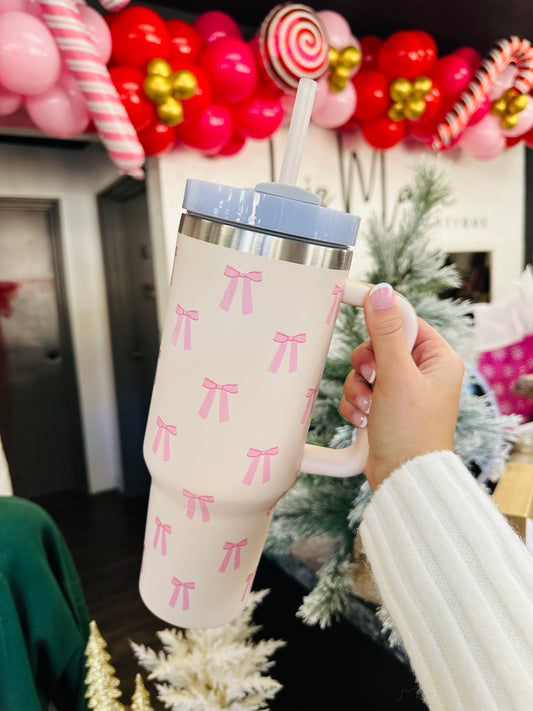 Light Pink Bow 40oz Tumbler