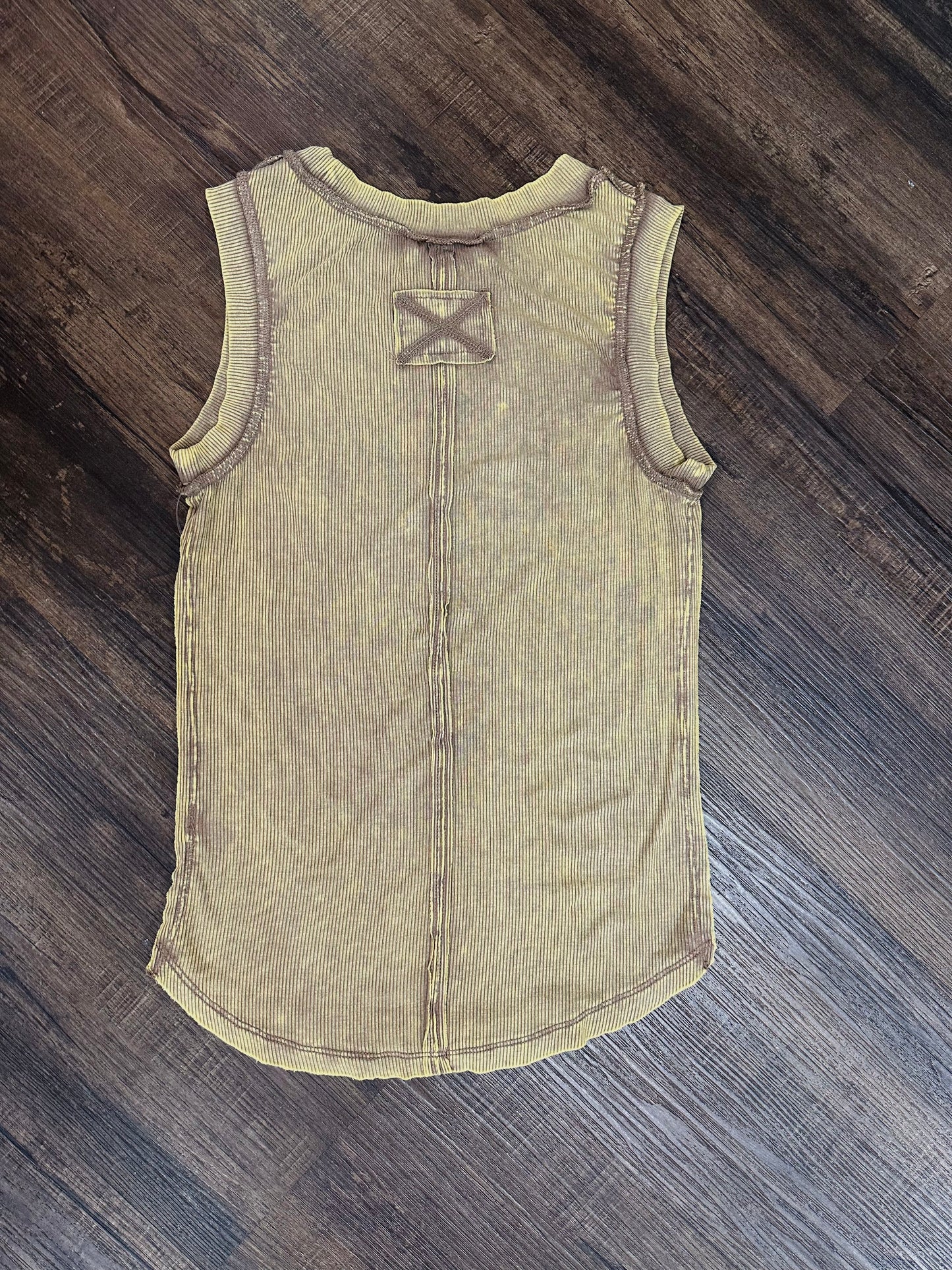 Mocha Acid Wash Ribbed Tank Top