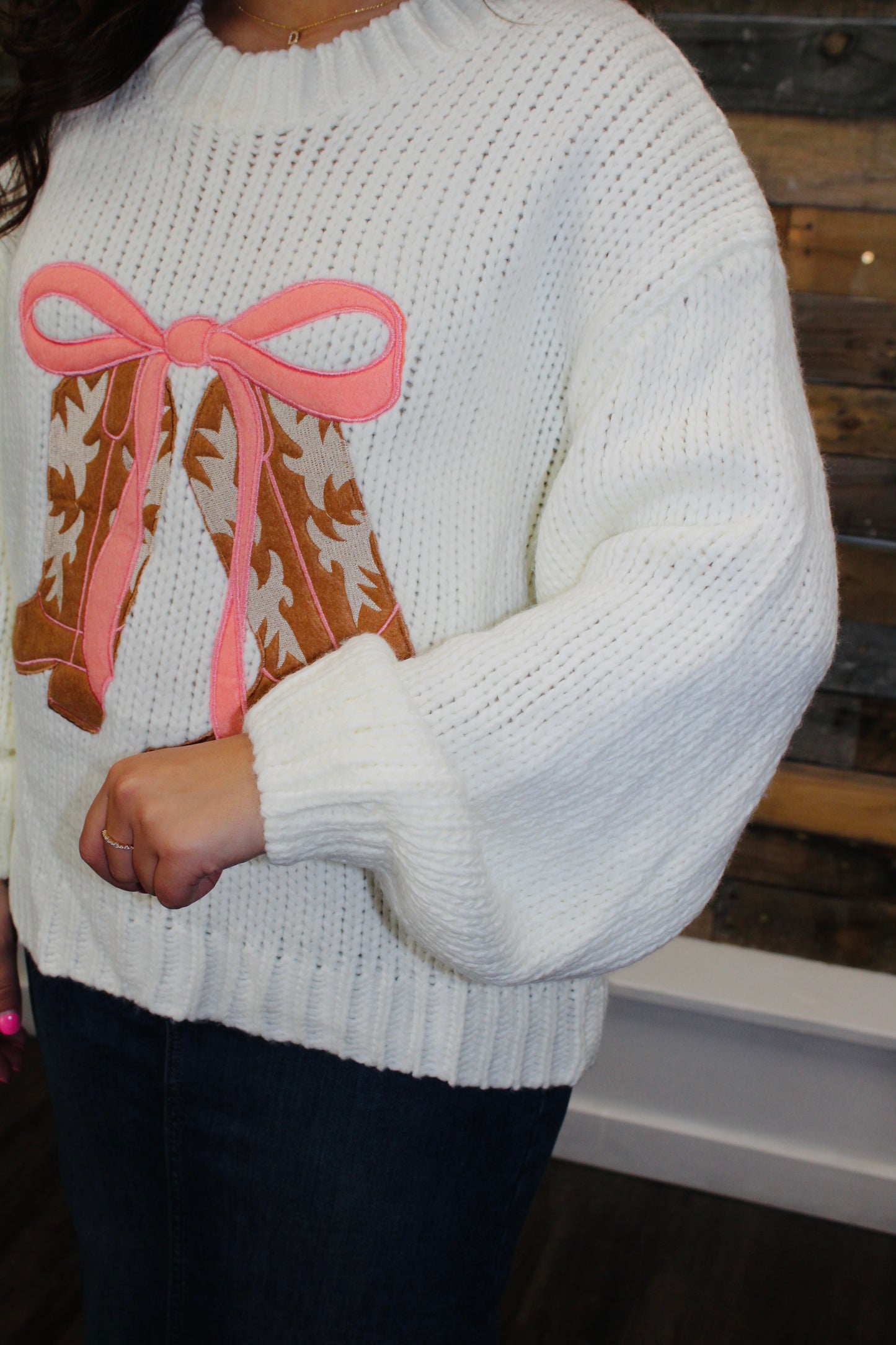 The Sweetheart Cowboy Boot Sweater