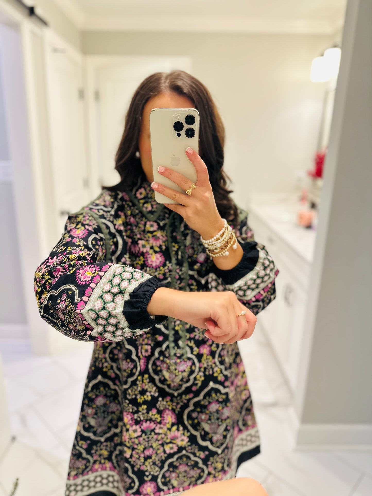 The Ginny Black Floral Long Sleeve Dress
