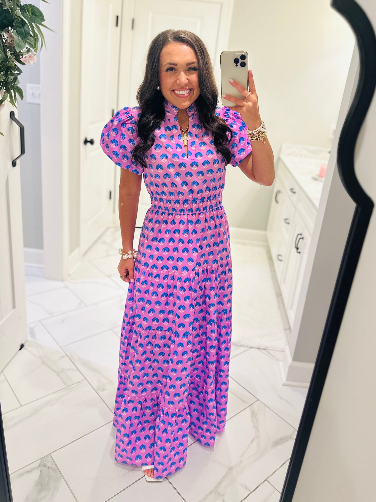 The Maya Lavender Floral Midi Dress