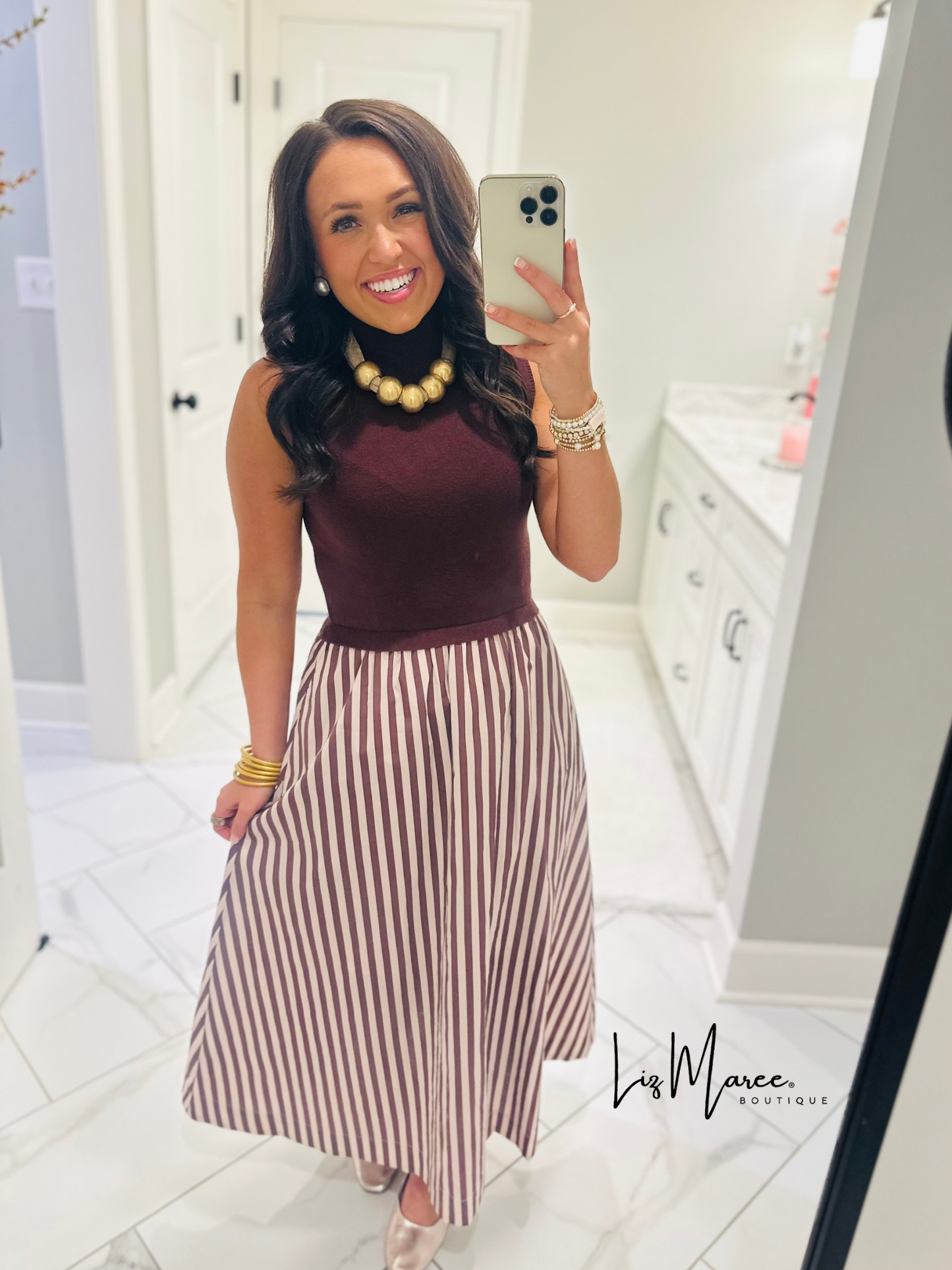The Hartley Brown Sleeveless Midi Dress