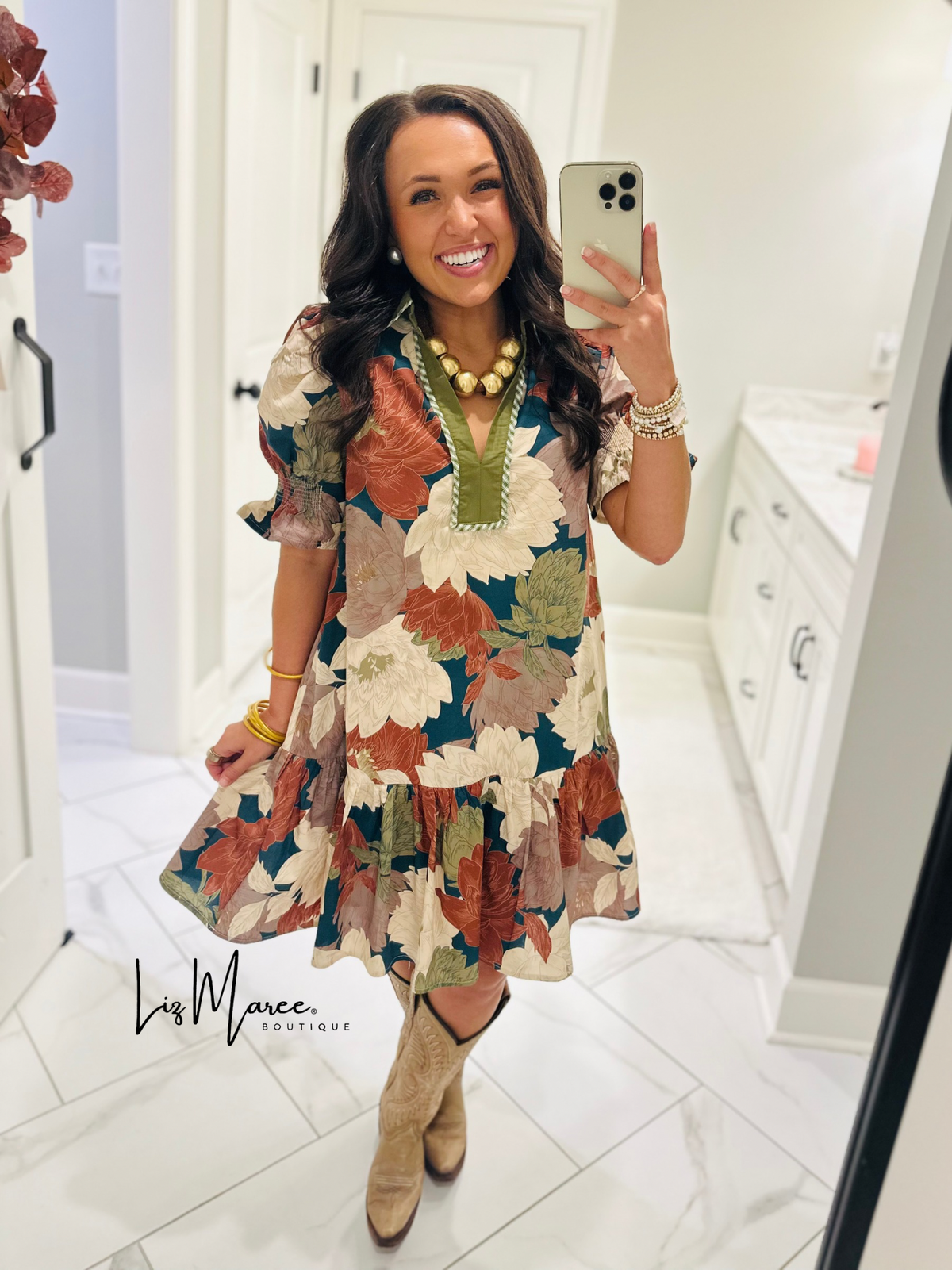 The Willow Teal Green Floral Dress