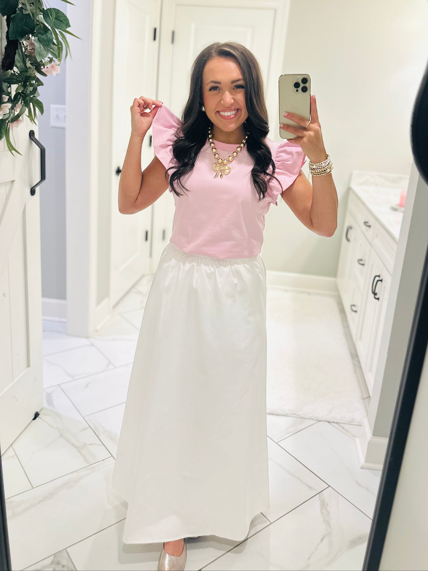 The Tillie Baby Pink Ruffled Sleeve Top