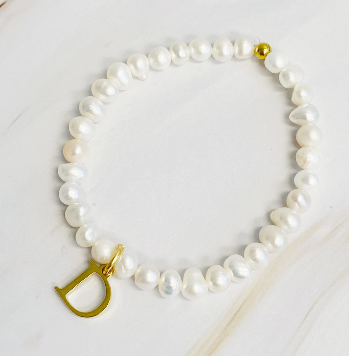 Freshwater Pearl Initial Charm Bracelet