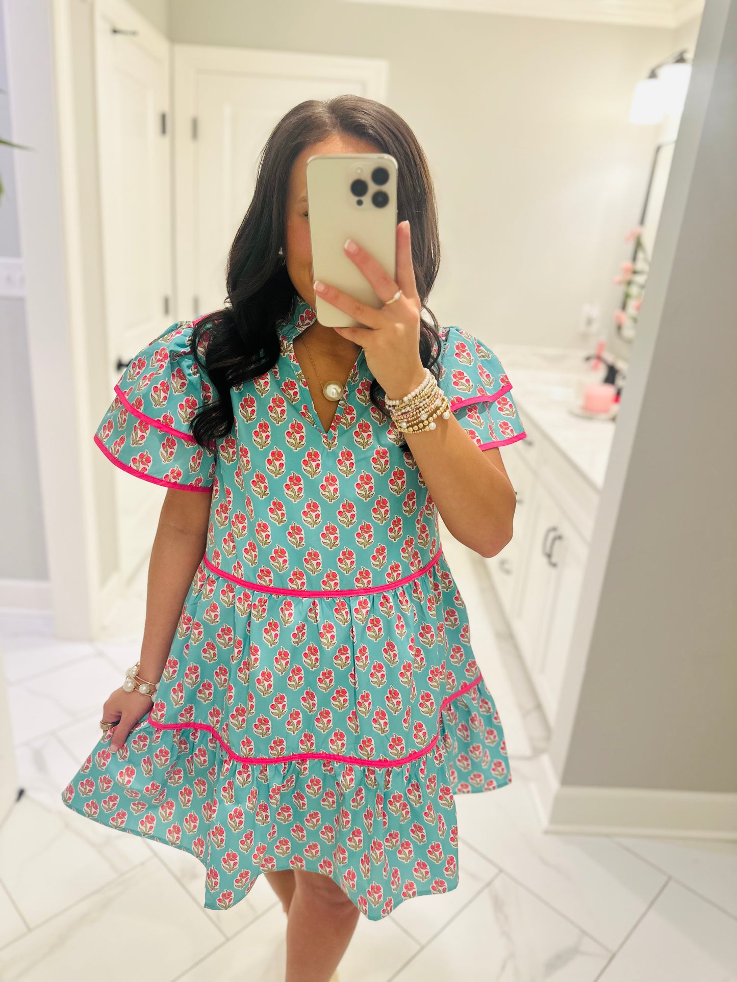 The Valerie Green + Pink Floral Dress