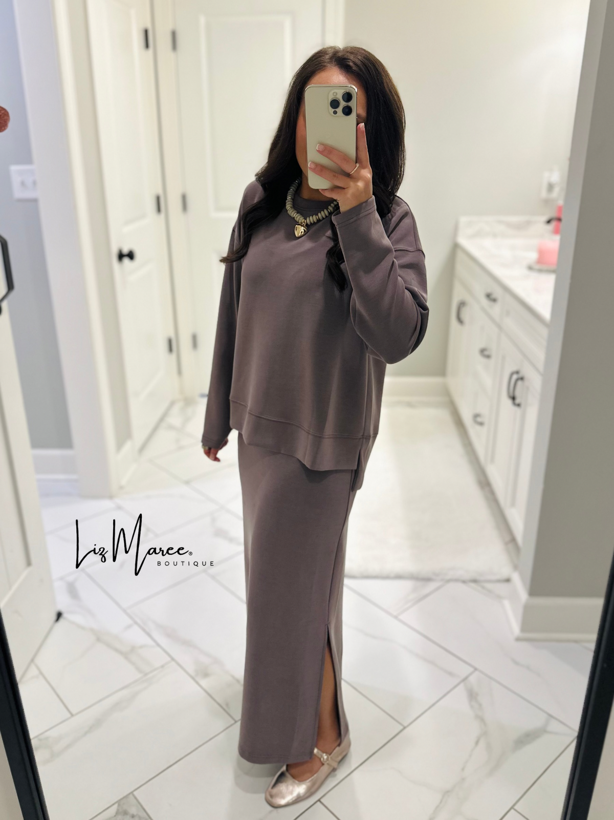 The Rheanne Mocha 2 Piece Dress Set