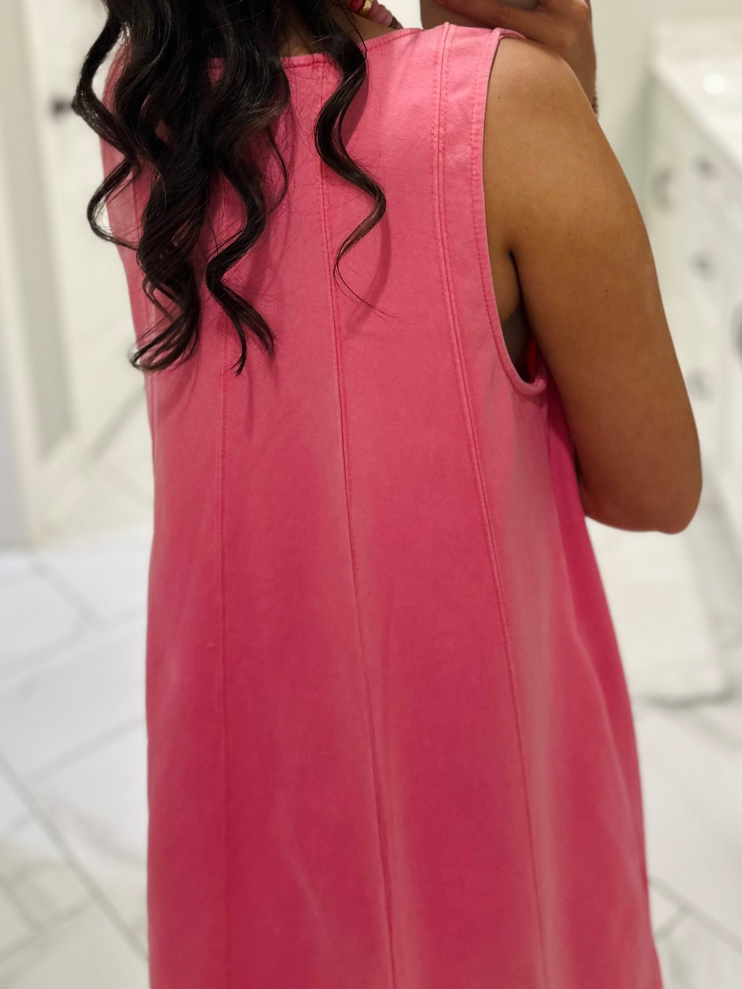The Lula Pink Sleeveless Washed Swing Dress
