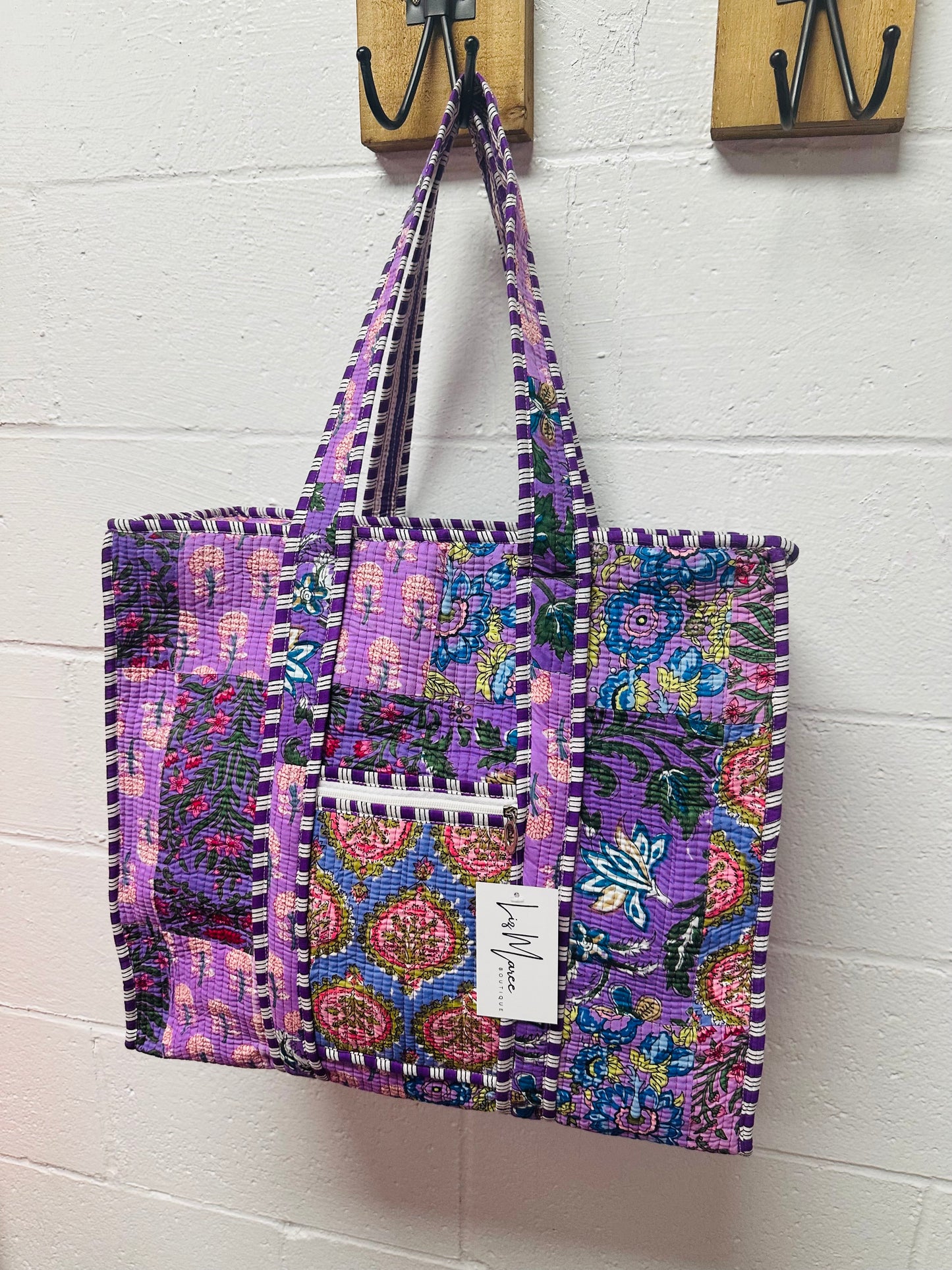 The Purple Multicolor Patchwork Quilted Tote Bag