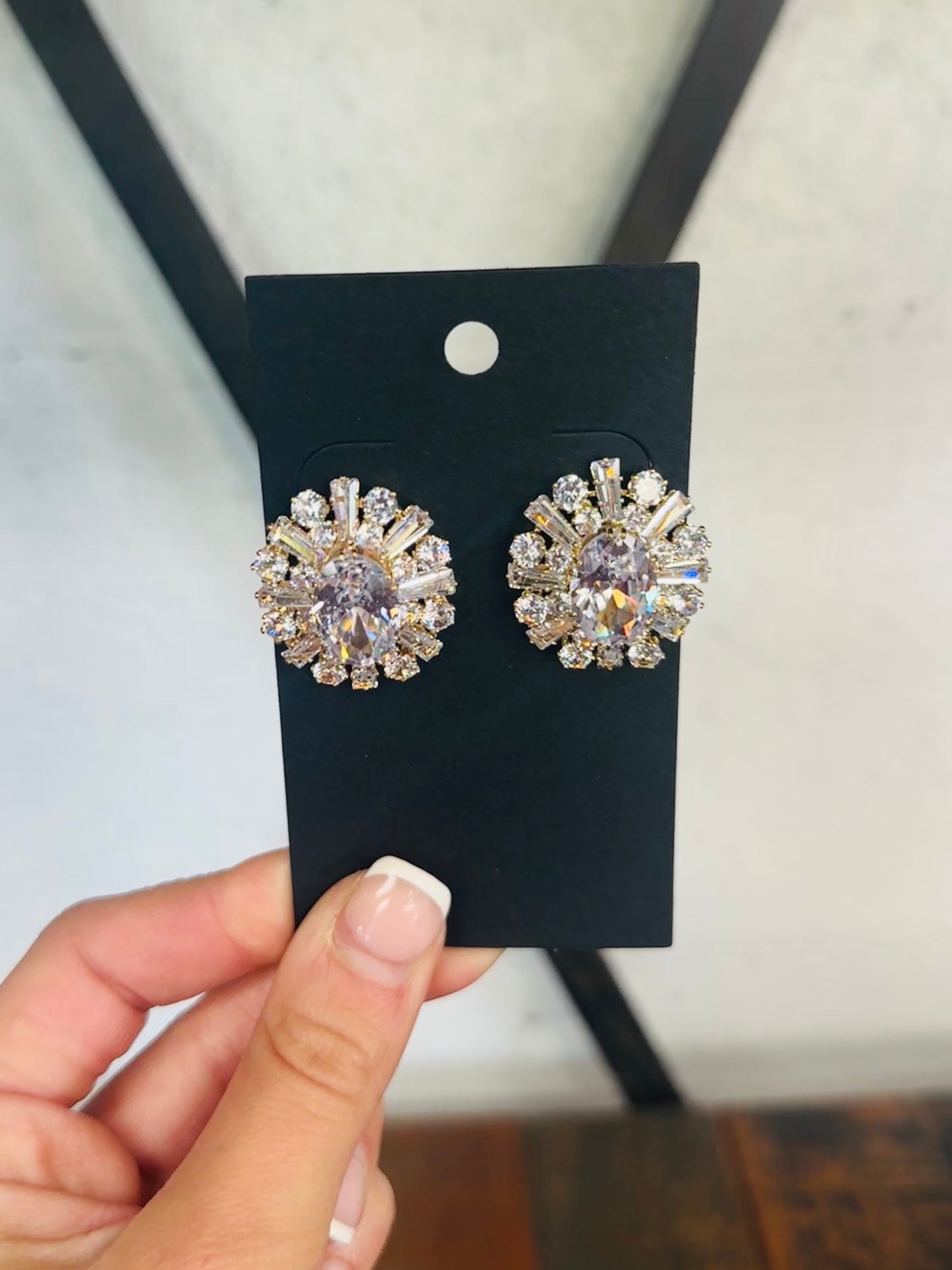 Gold + Silver Crystal Stud Earring