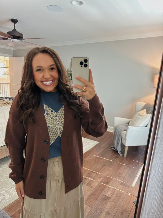 Let's Get Cozy Brown Cardigan