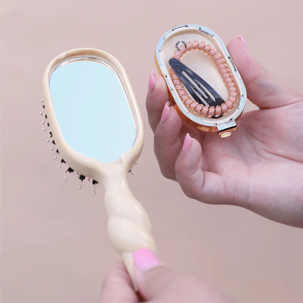 Mini Boar Bristle Hair Brush - Tan
