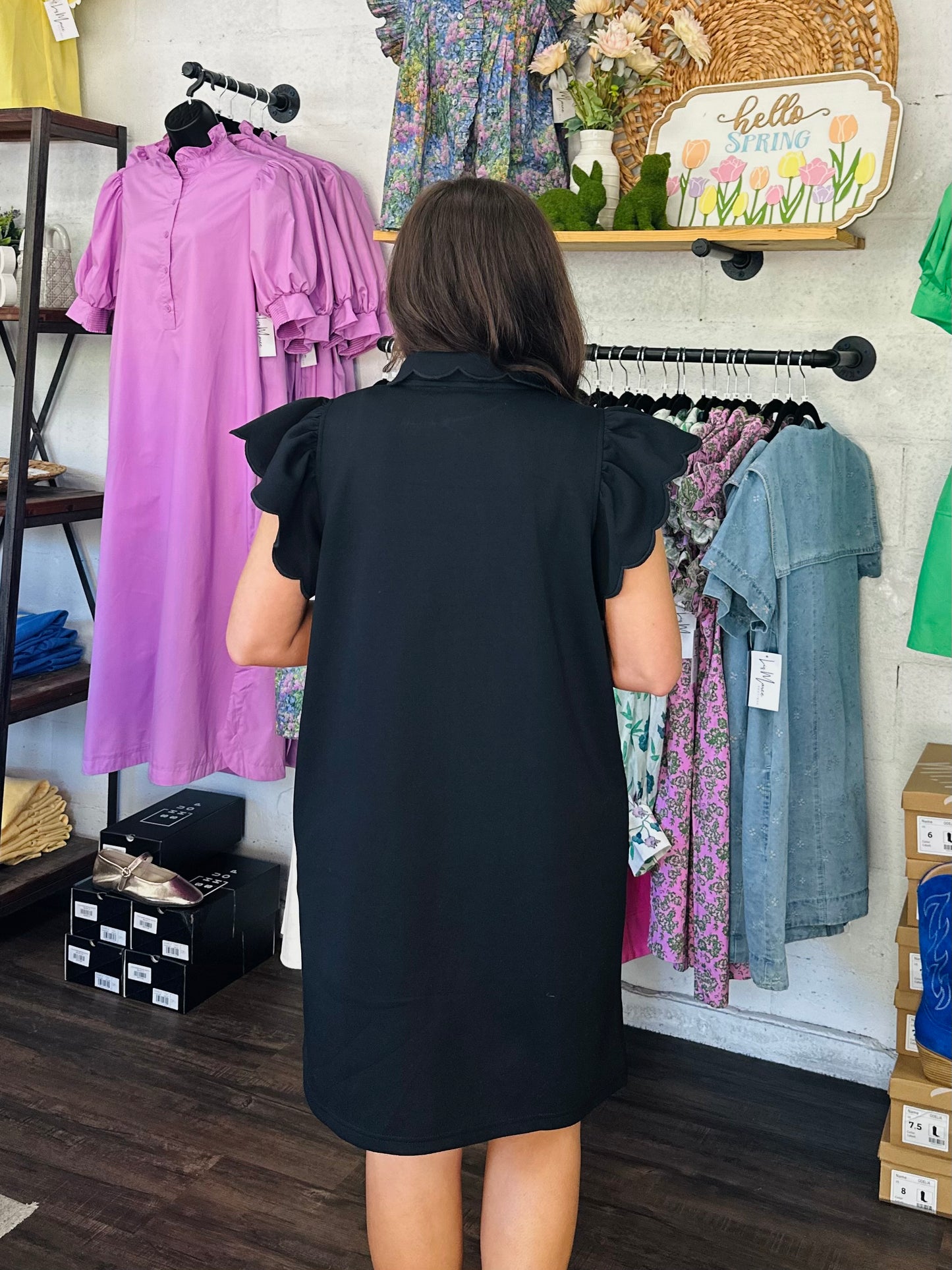 The Gia Black Scallop Dress