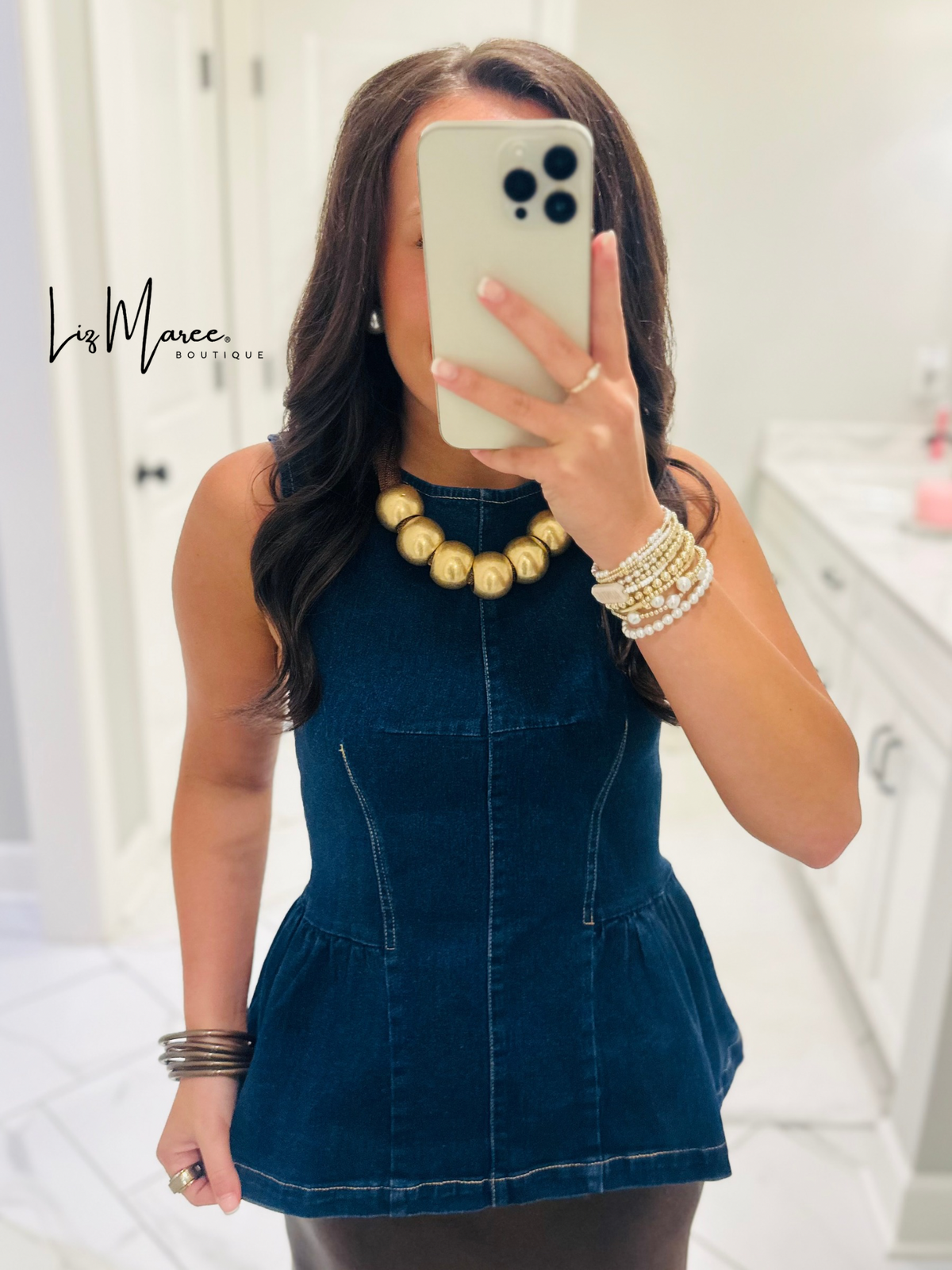 The Nell Denim Peplum Top