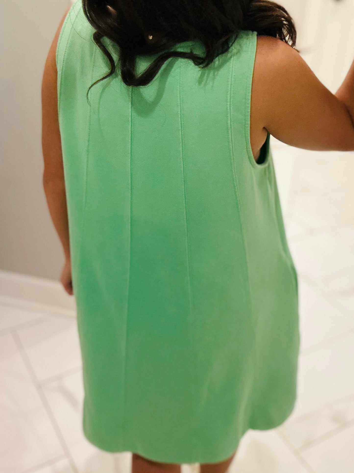 The Lula Lime Green Sleeveless Washed Swing Dress