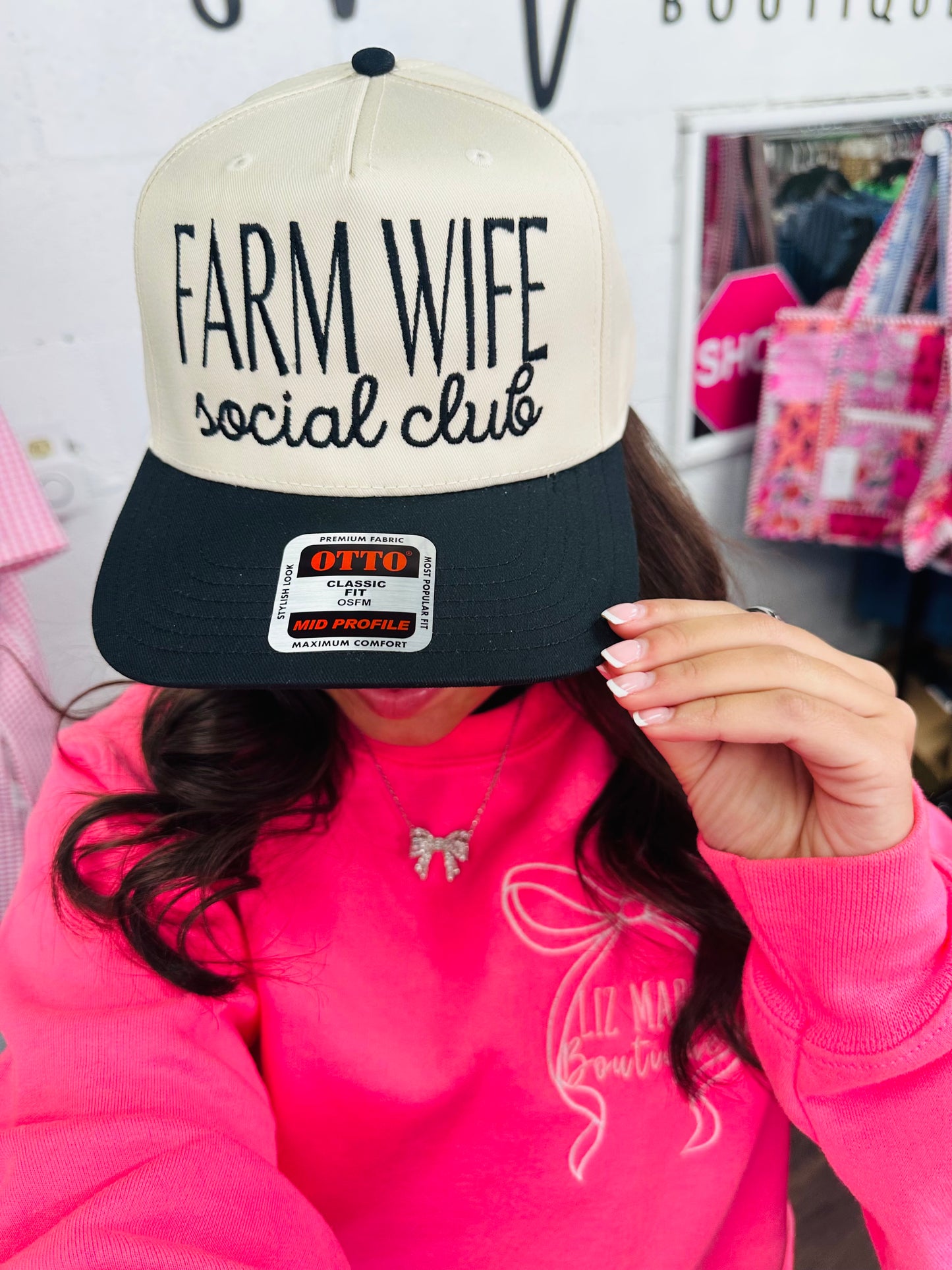 Black 'Farm Wife Social Club' Embroidered Trucker Hat