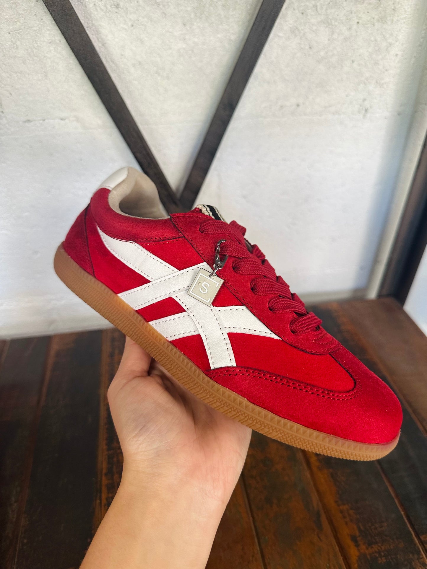 The Sasha Red Suede Sneaker