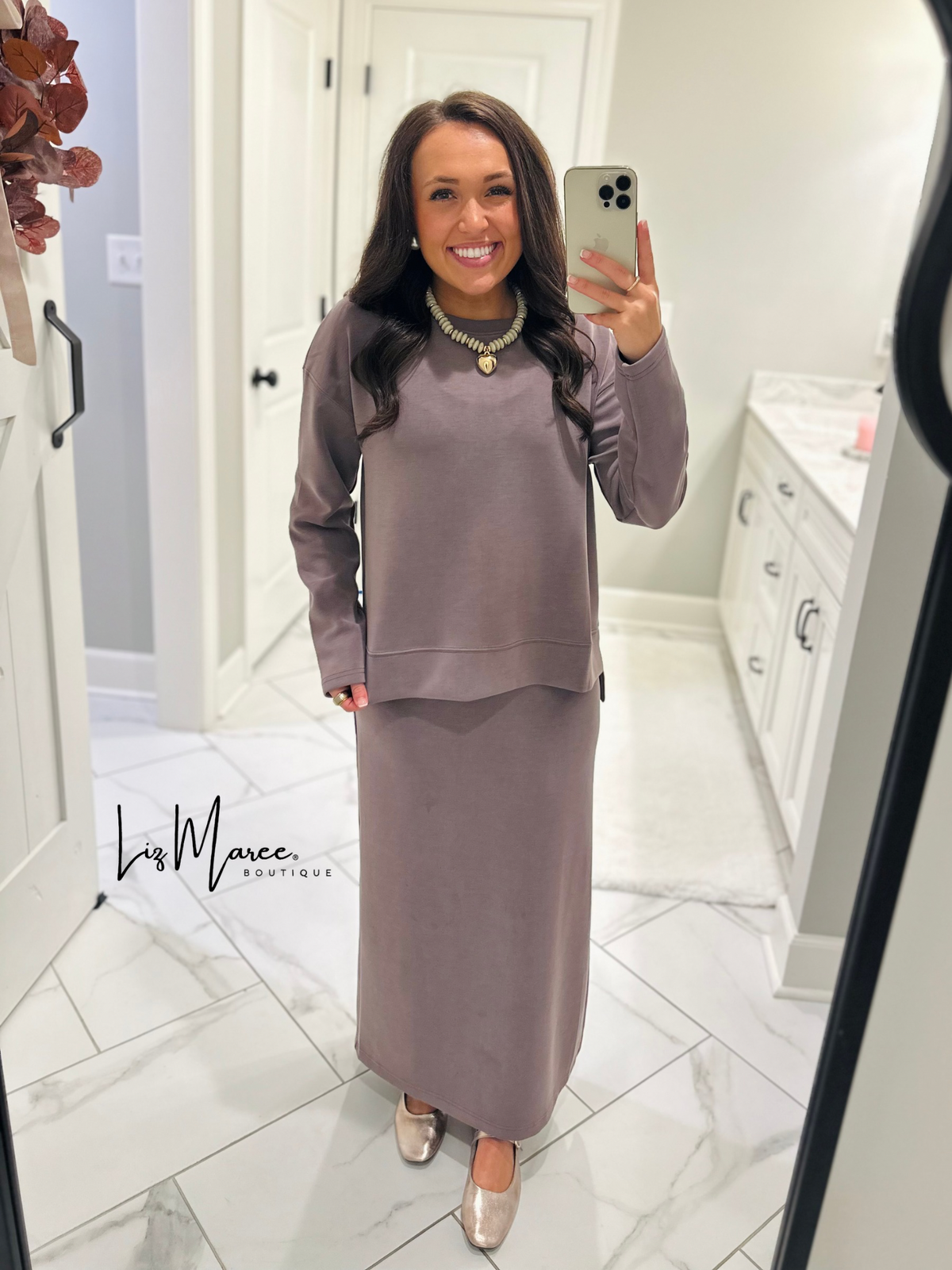 The Rheanne Mocha 2 Piece Dress Set