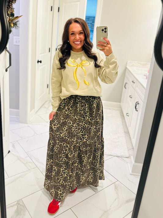 The Cass Mocha Leopard Maxi Skirt