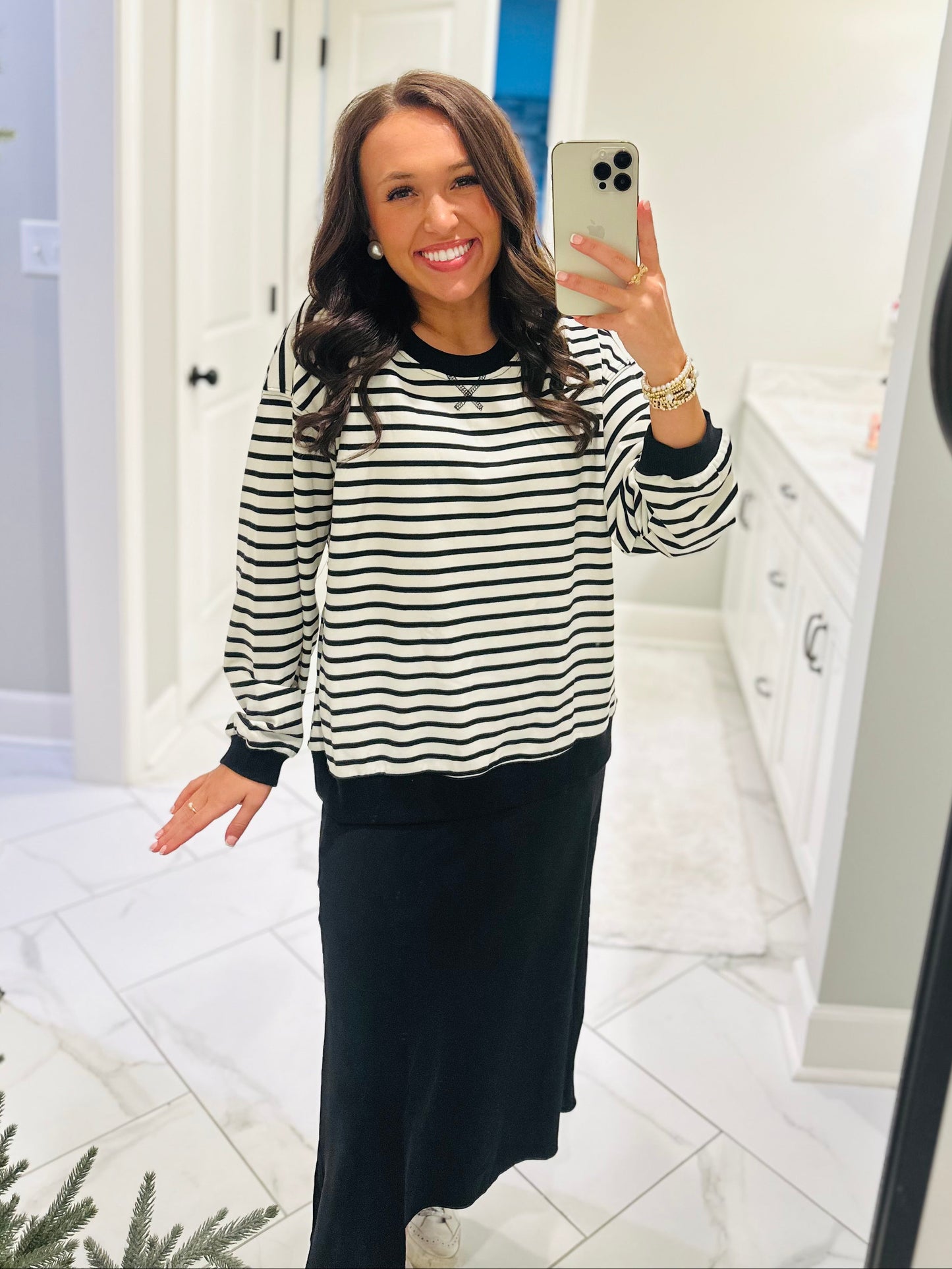 The Ivory + Black Striped Pullover