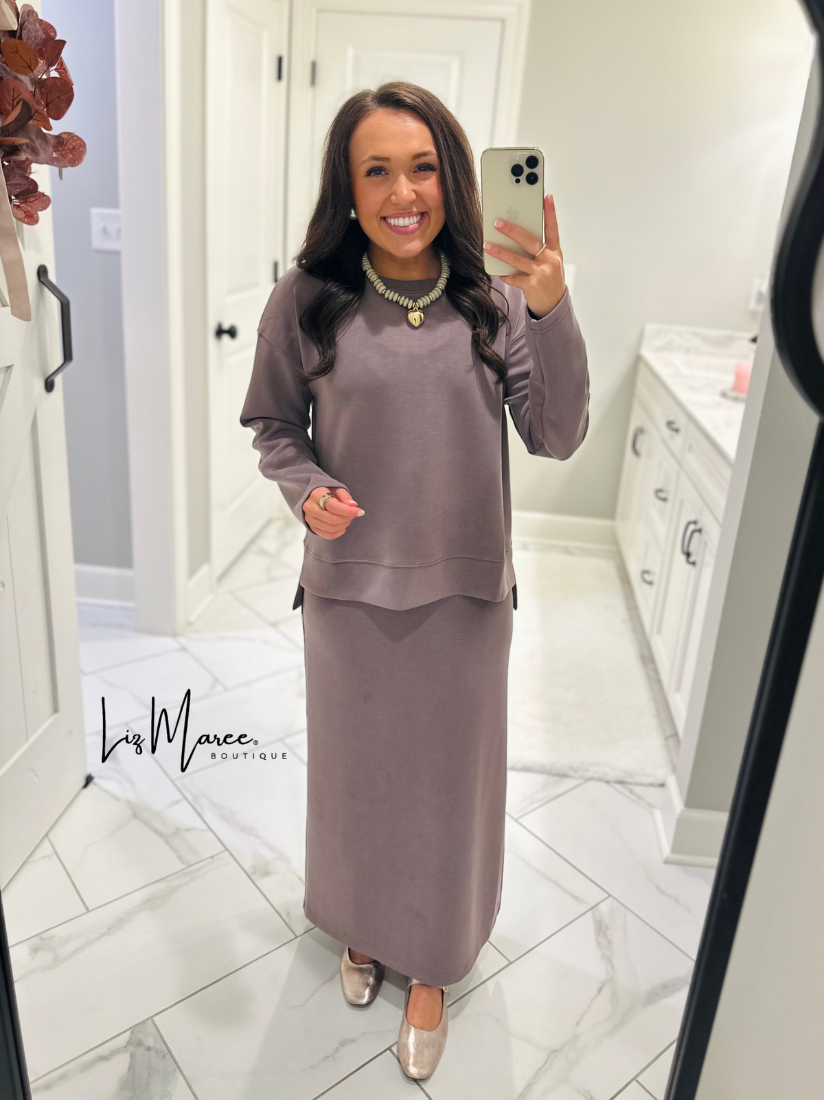 The Rheanne Mocha 2 Piece Dress Set