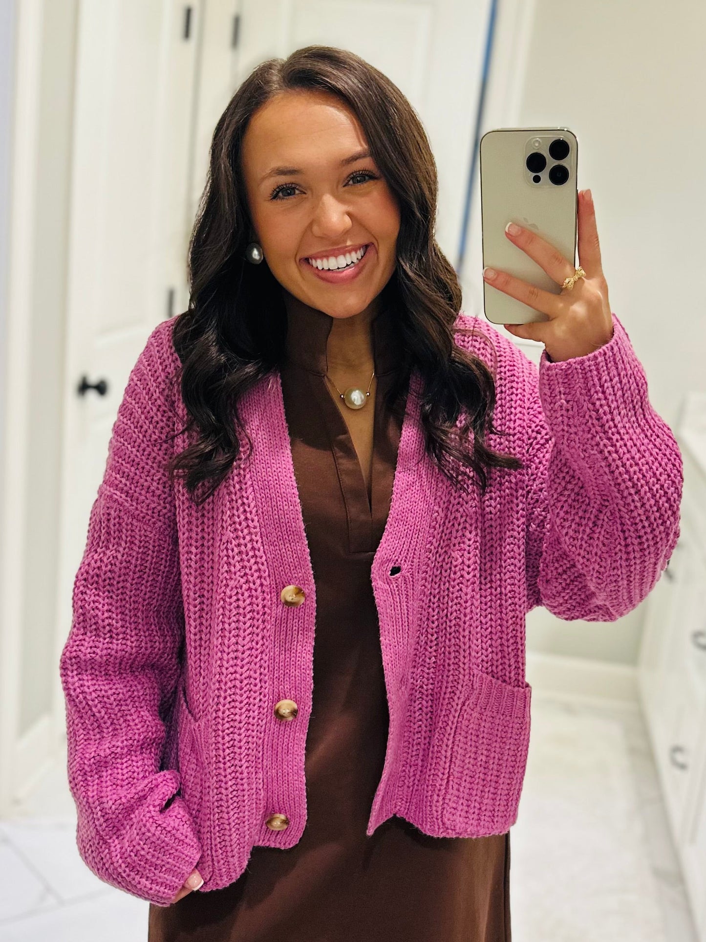 The Brooke Orchid Ribbed Oversized Cardigan