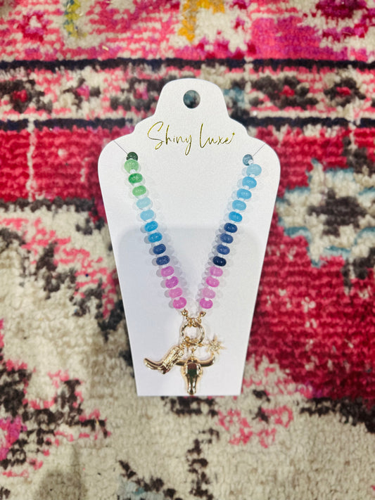 Western Rainbow Bead Charm Necklace