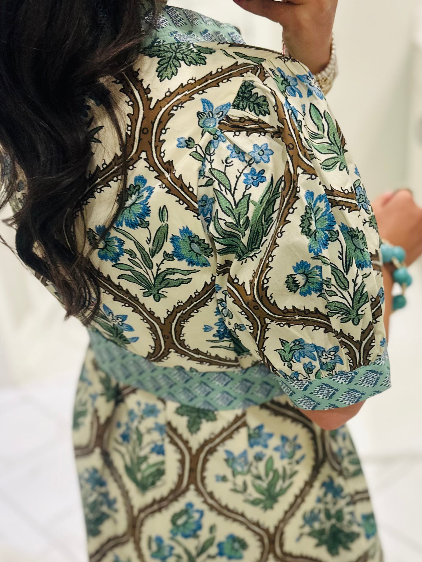 The Wrenley Natural Floral Midi Dress