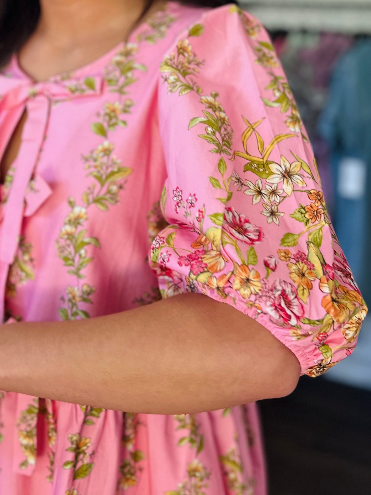 The Kate Pink Floral Bow Tie Dress
