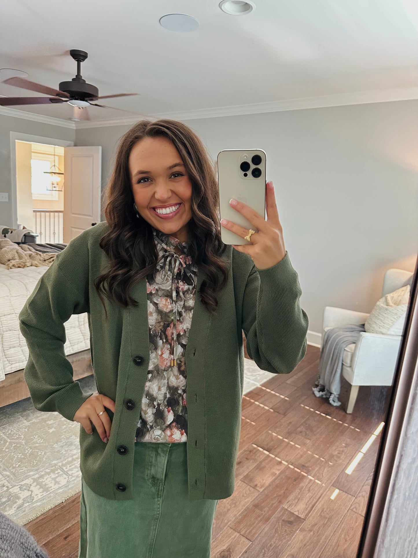 Let's Get Cozy Olive Green Cardigan
