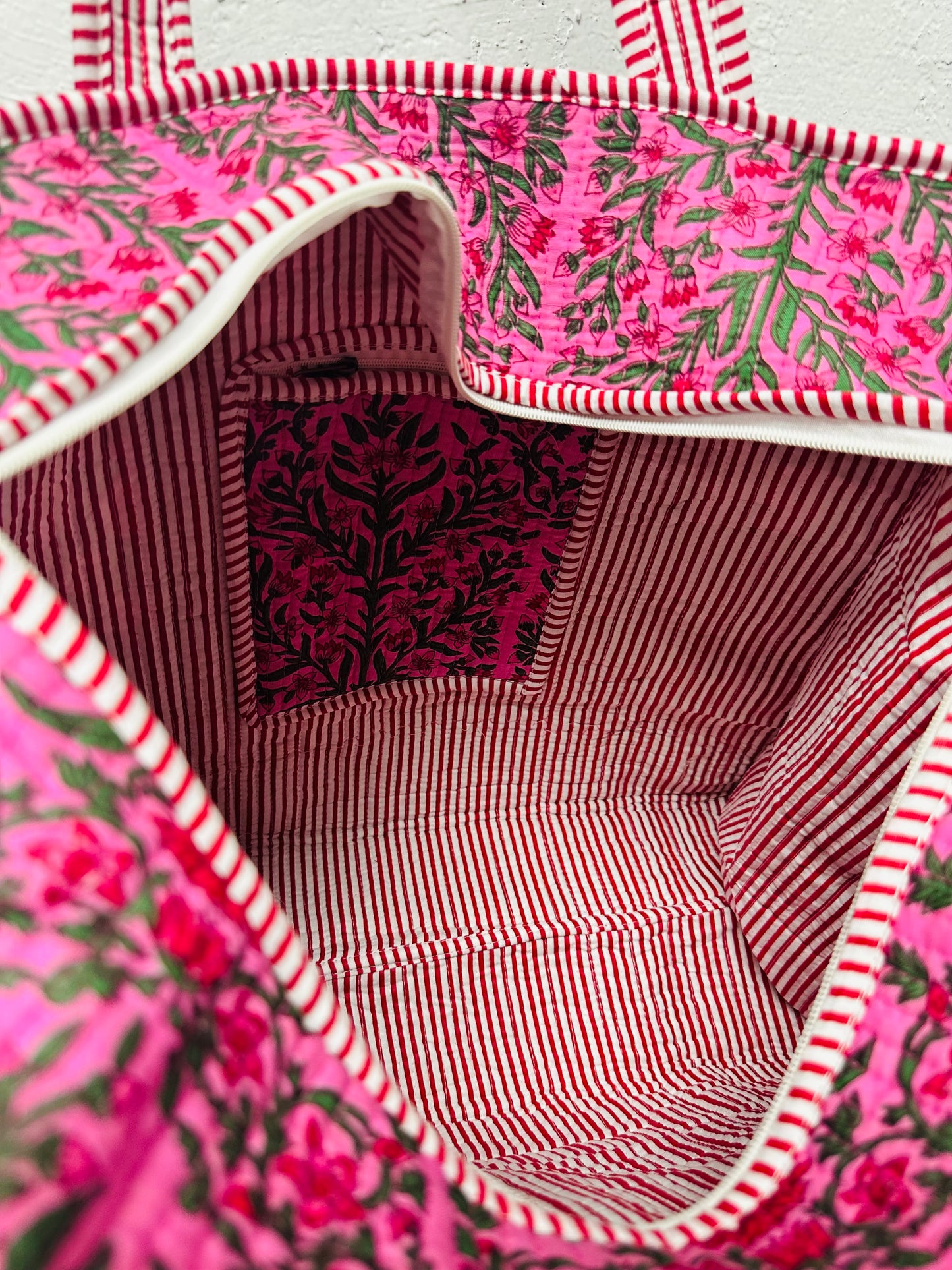 The Pink Florals Quilted Tote Bag