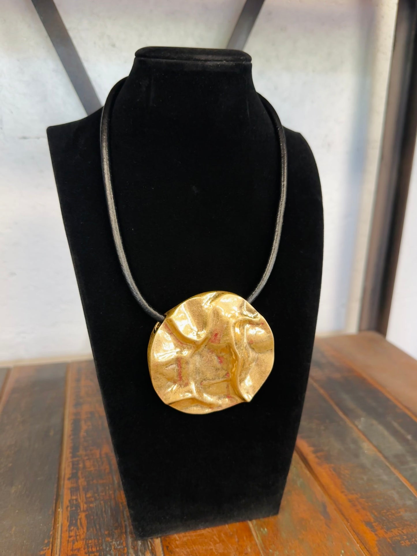 Gold Chic Pendant + Black Cord Necklace