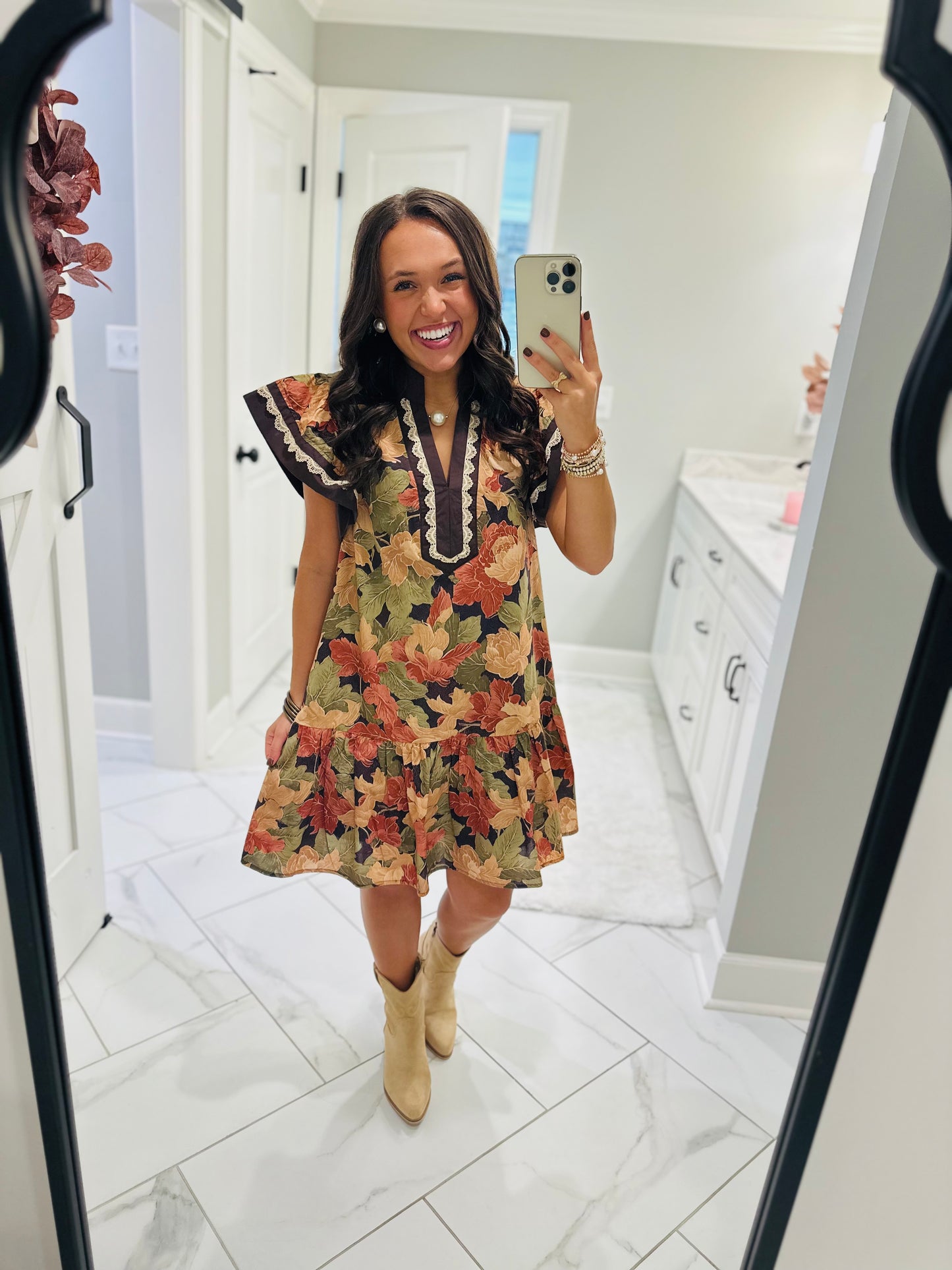 The Sutton Brown Floral Dress