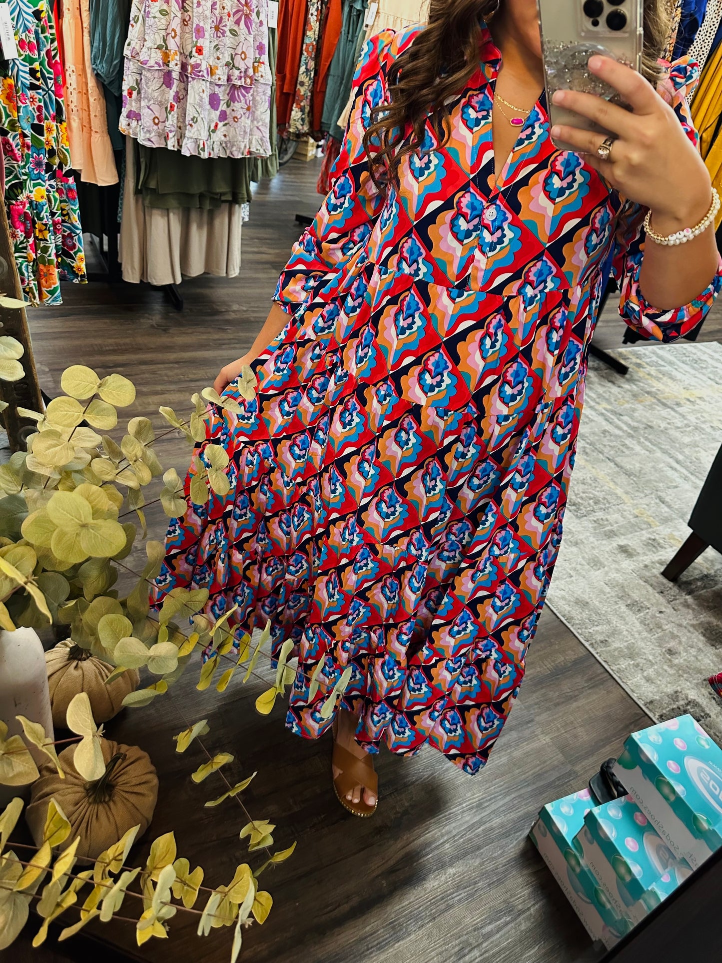 It's All A Dream Abstract Geometric Print Maxi Dress