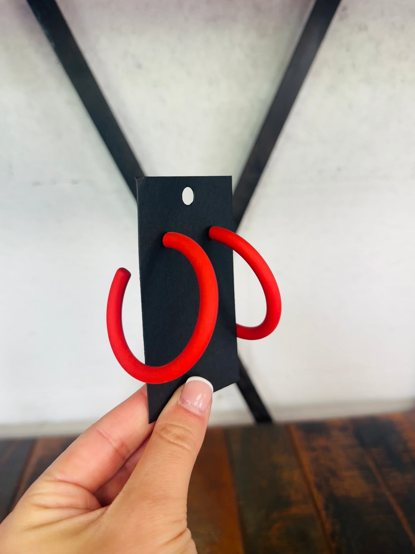 Red Matte Clay Hoop Earring